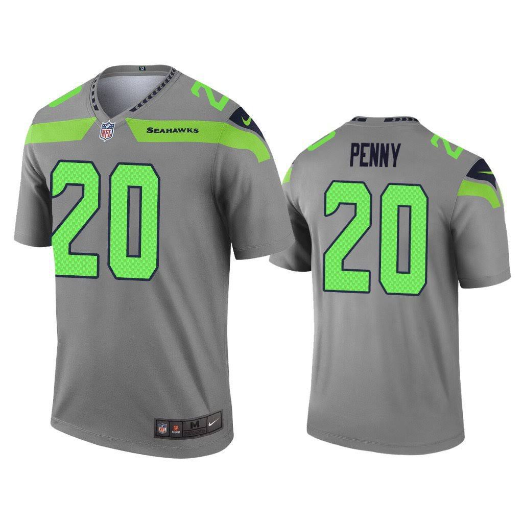 Men Seattle Seahawks #20 Rashaad Penny Nike Gray Inverted Legend NFL Jersey->seattle seahawks->NFL Jersey